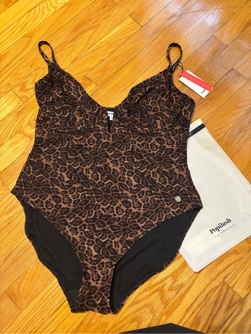 Poplush Leopard-Print One-Piece Swimsuit in Brown
